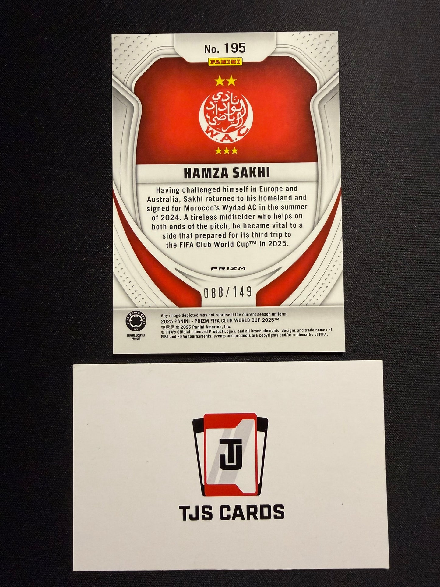 Hamza Sakhi - Rookie Blue Glitter /149 - Panini Prizm Club World Cup 2025