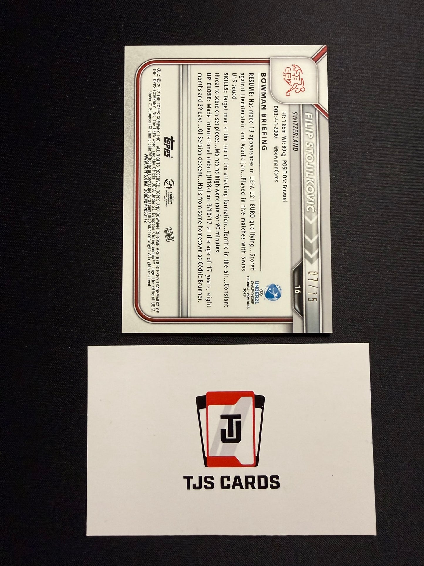 Filip Stojilkovic - 1st Orange /75 - TOPPS Bowman Chrome UEFA U21 EURO 2023