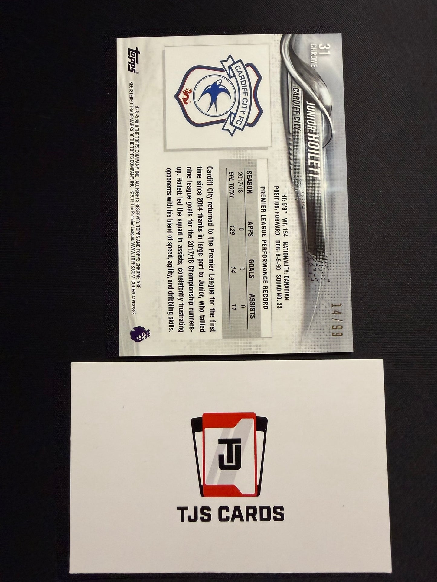 Junior Hoilett - Green /99 - TOPPS Chrome Premier League 2018/19