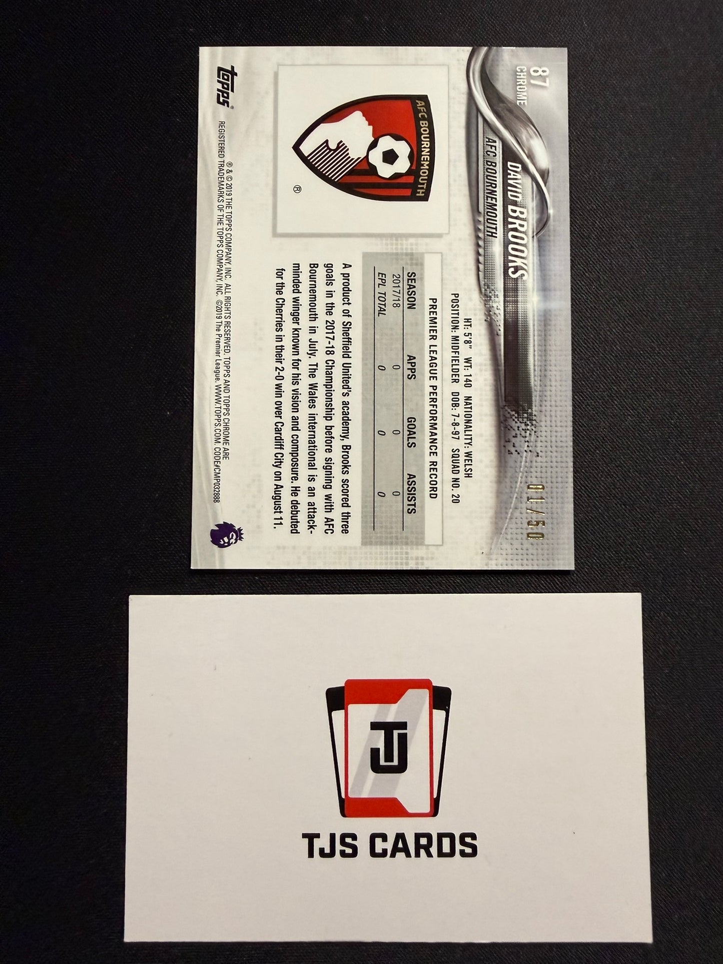 David Brooks - Gold /50 - TOPPS Chrome Premier League 2018/19