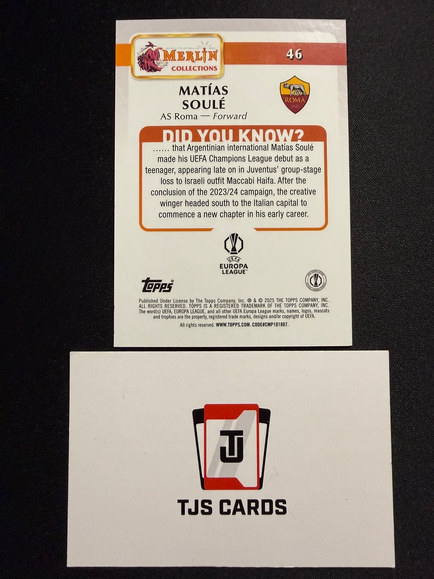 Matias Soule - Gold Speckle /50 - TOPPS Merlin Chrome UCC 2024/25