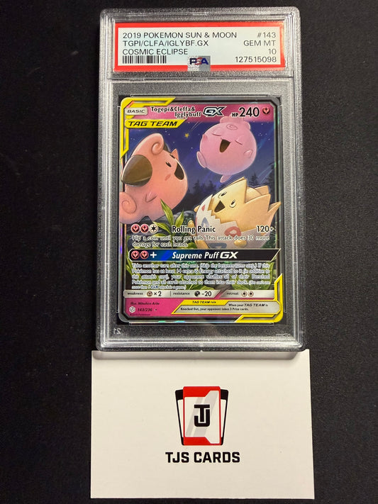 Togepi Cleffa Igglybuff GX - PSA 10 - Cosmic Eclipse 143/236 - Pokemon