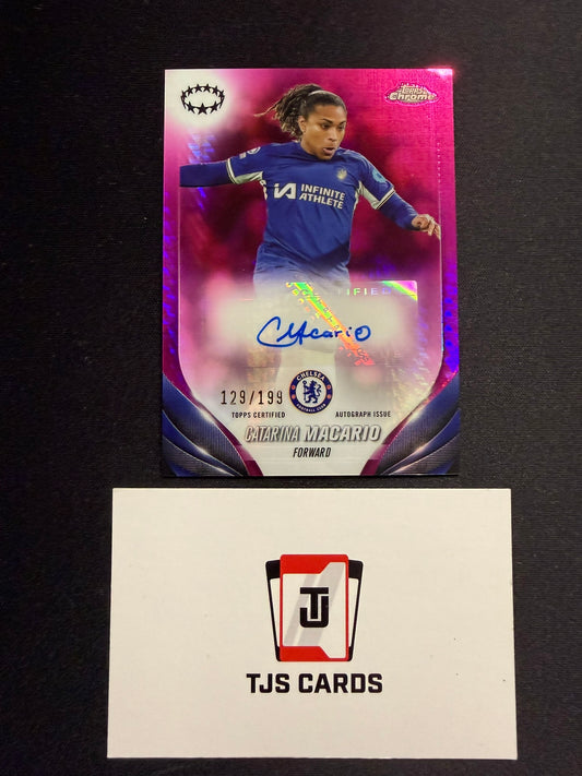 Catarina Macario - Pink Prism Auto /199 - TOPPS Chrome UWCL 2023/24