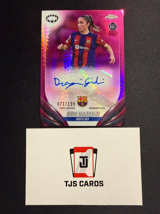 Giulia Dragoni - Rookie Pink Prism Auto /199 - TOPPS Chrome UWCL 2023/24