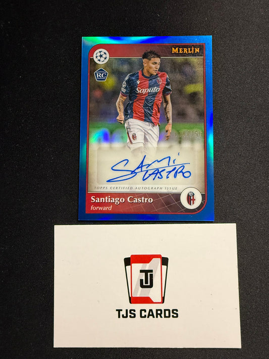 Santiago Castro - Rookie Blue Auto /150 - TOPPS Merlin Chrome UCC 2024/25