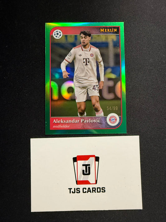 Aleksandar Pavlovic - Green /99 - TOPPS Merlin Chrome UCC 2024/25