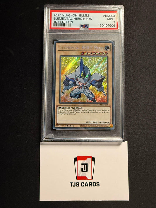 Elemental HERO Neos - PSA 9 - Secret Rare 1st Edition BLMM-EN003 - YuGiOh