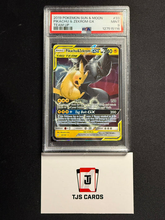 Pikachu & Zekrom GX - PSA 9 - Team Up 33/181 - Pokemon