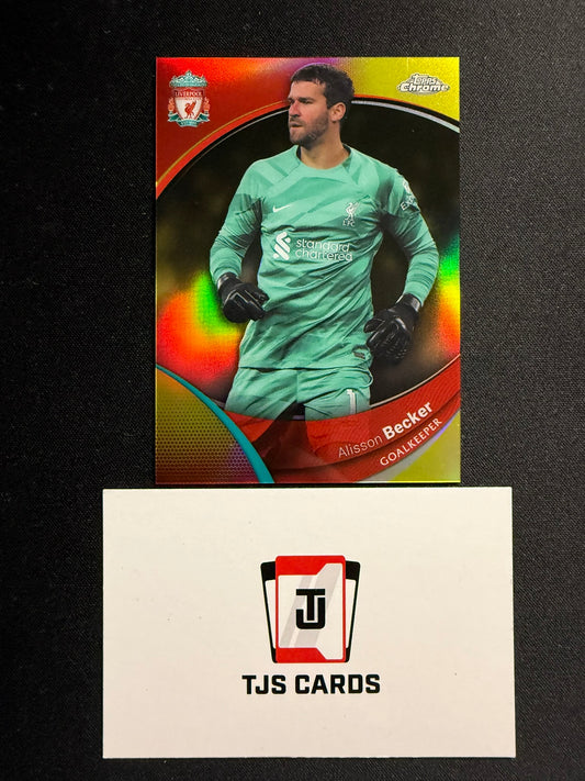 Alisson Becker - Yellow /75 - TOPPS Liverpool Chrome 2023/24