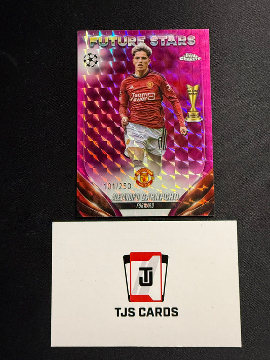 Alejandro Garnacho - Pink Geometric /250 - TOPPS Chrome UCC 2023/24