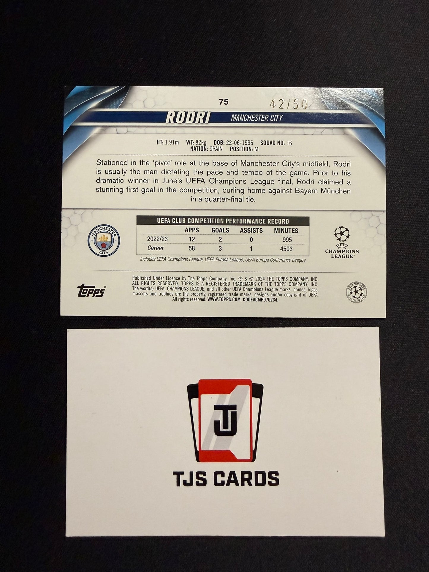 Rodri - Gold /50 - TOPPS UCC 2023/24