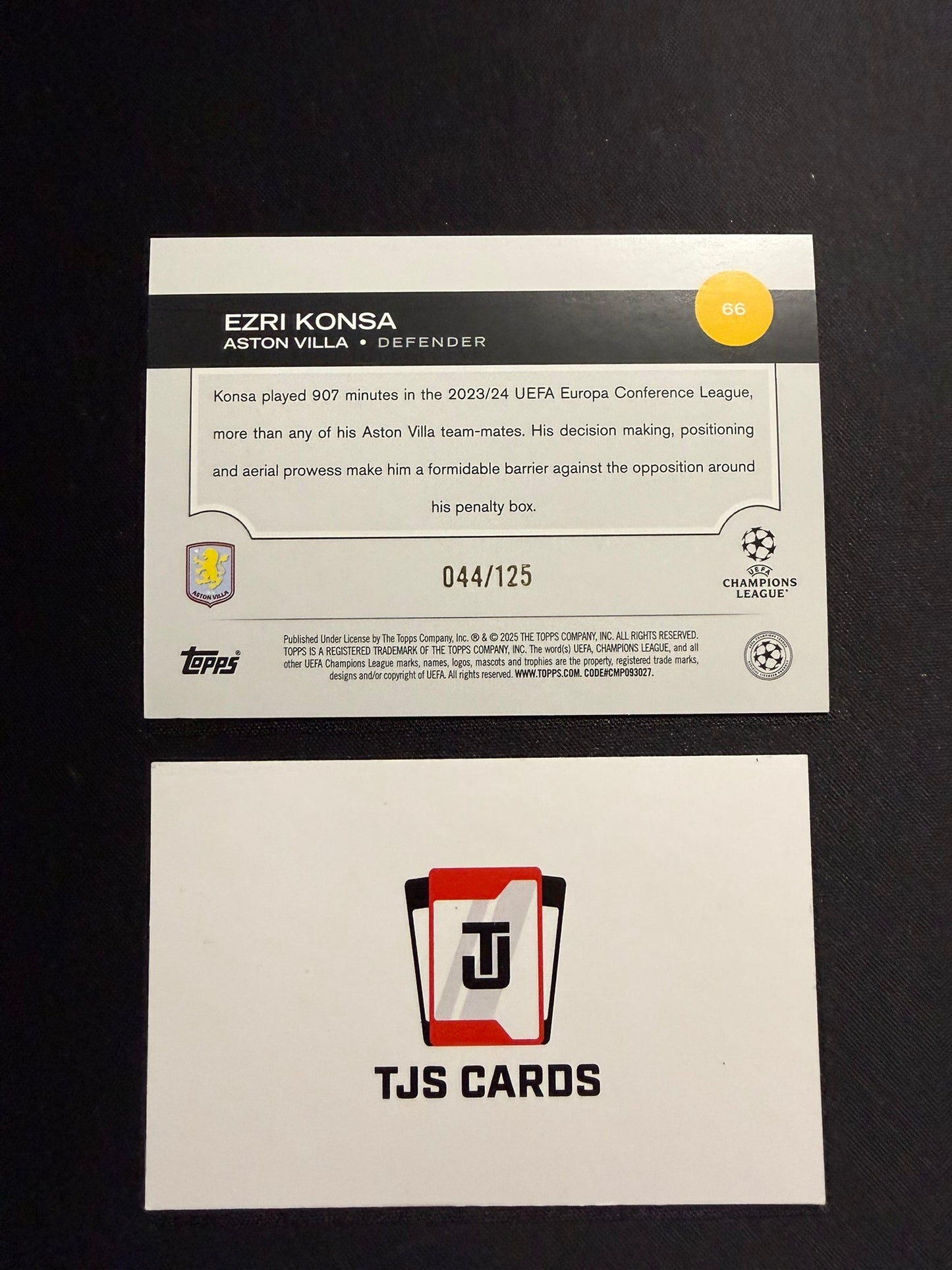 Ezri Konsa - Blue /125 - TOPPS UCC 2024/25