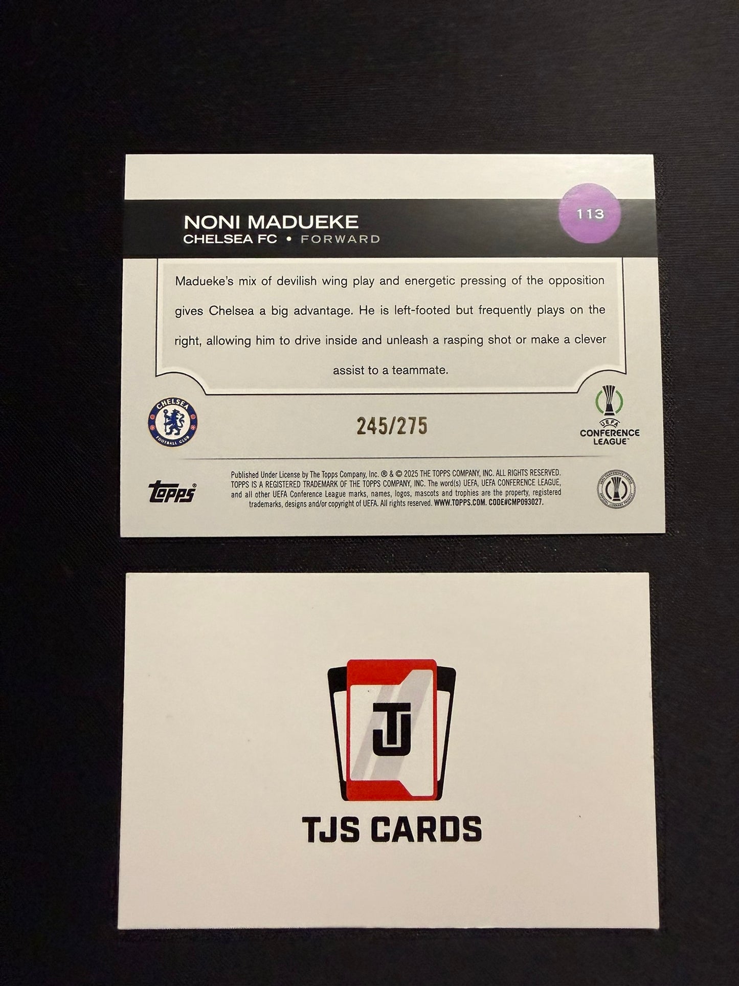 Noni Madueke - Navy Blue /275 - TOPPS UCC 2024/25