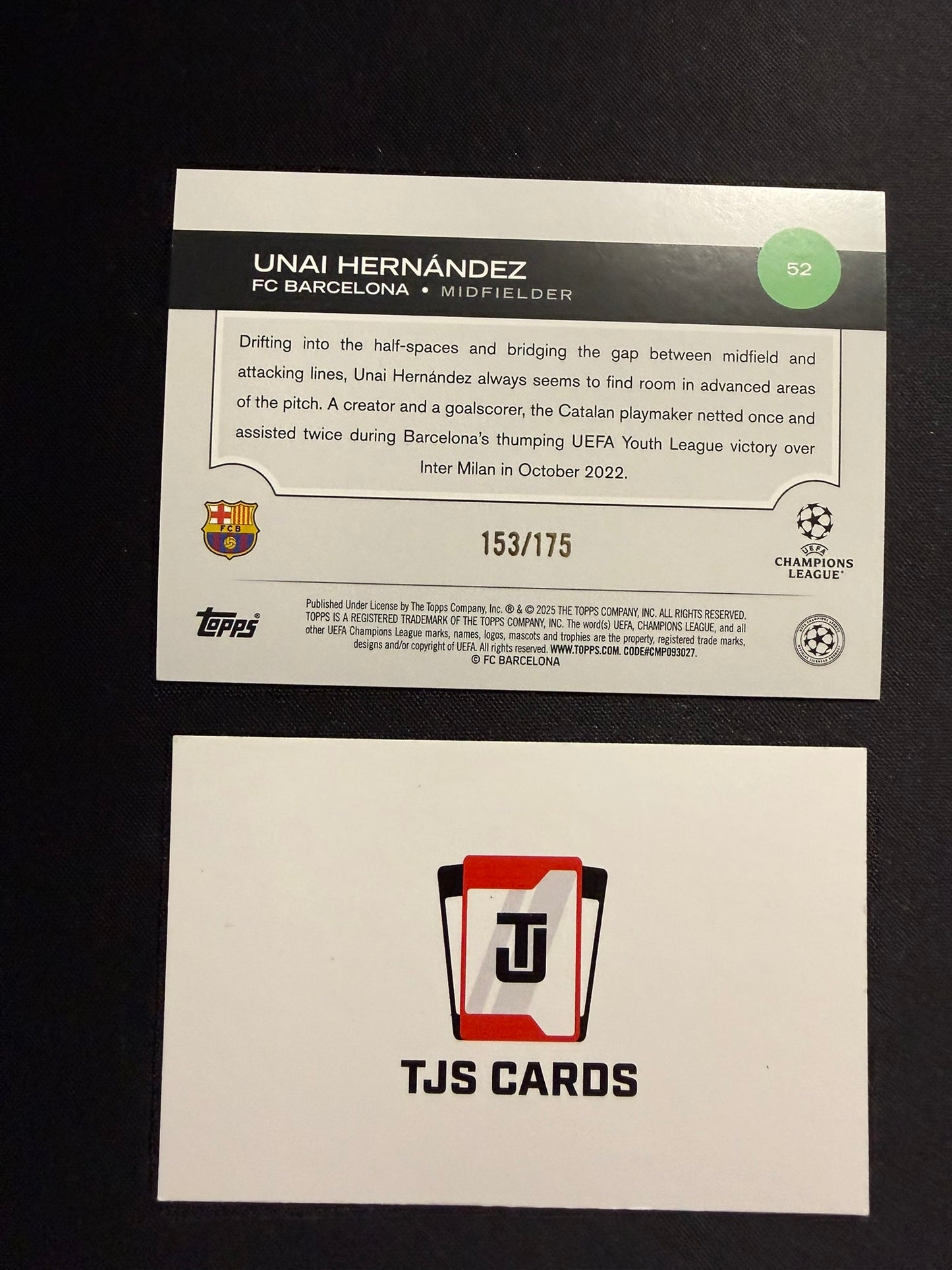 Unai Hernandez - Rookie Yellow /175 - TOPPS UCC 2024/25