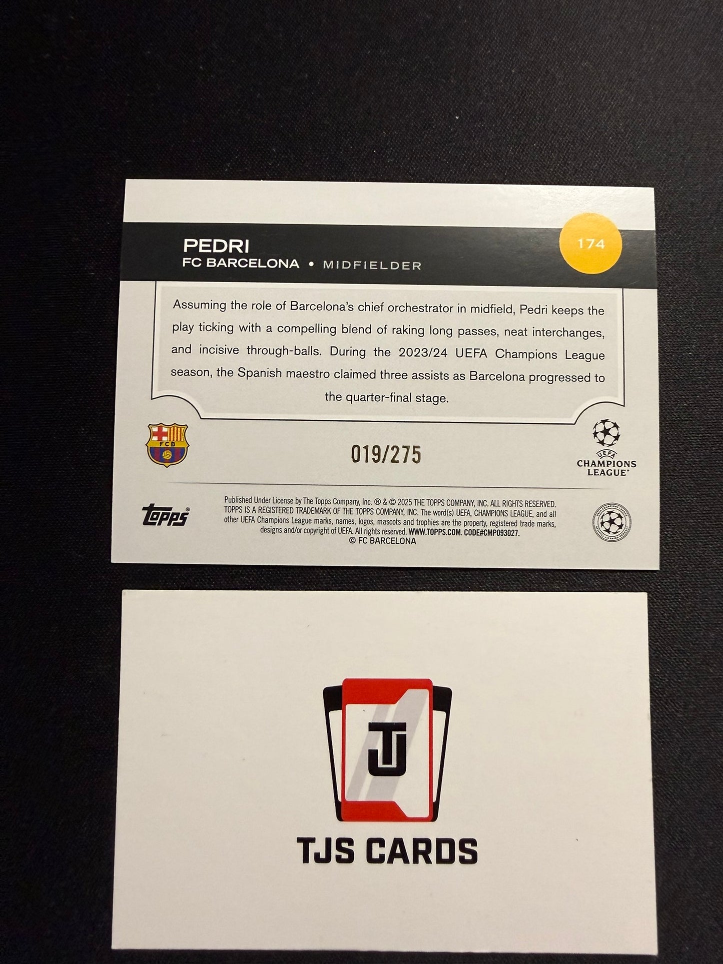 Pedri - Navy Blue /275 - TOPPS UCC 2024/25