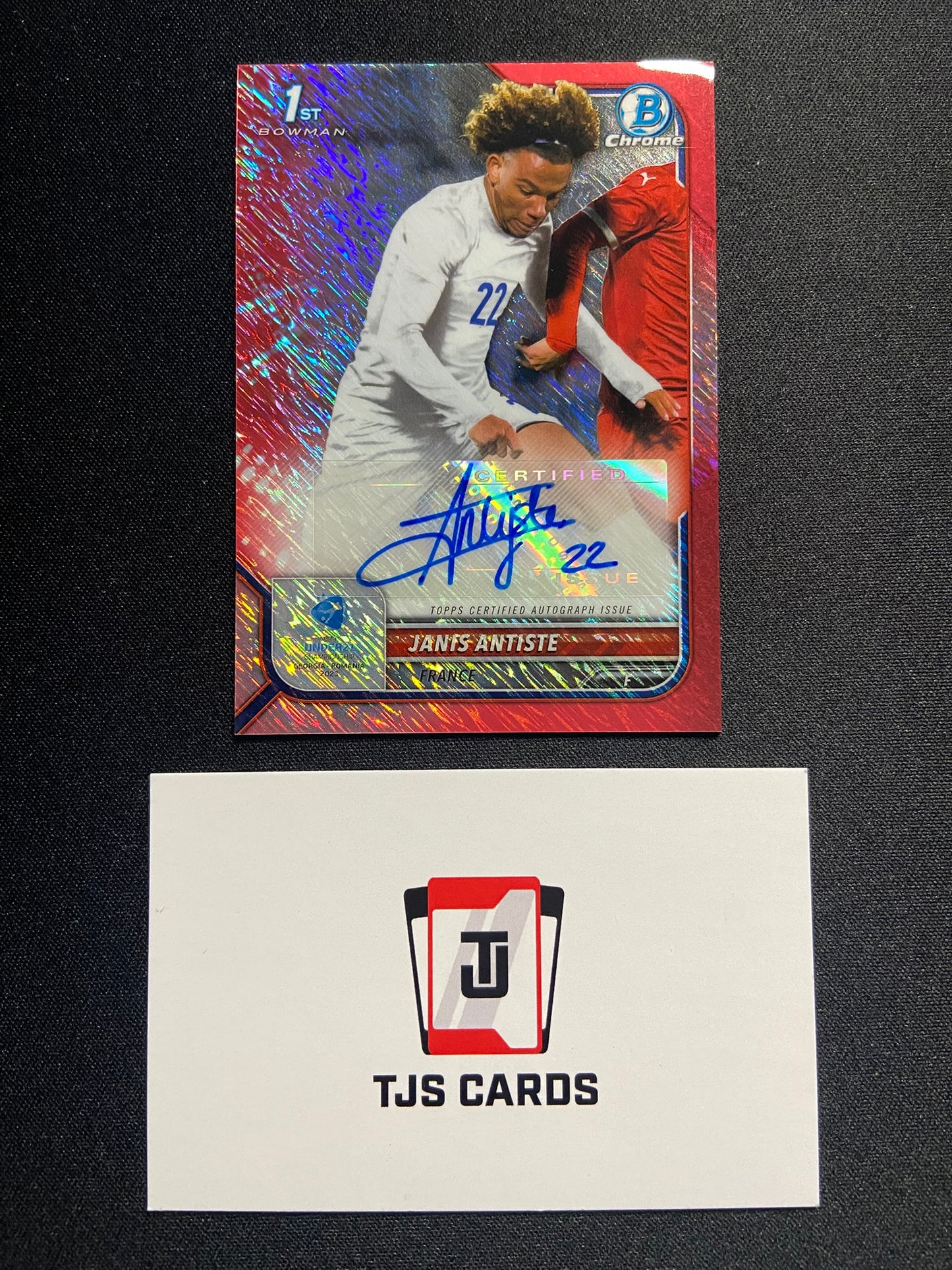 Janis Antiste - 1st Bowman Red Auto /5 - TOPPS Chrome UEFA U21 EURO 2023