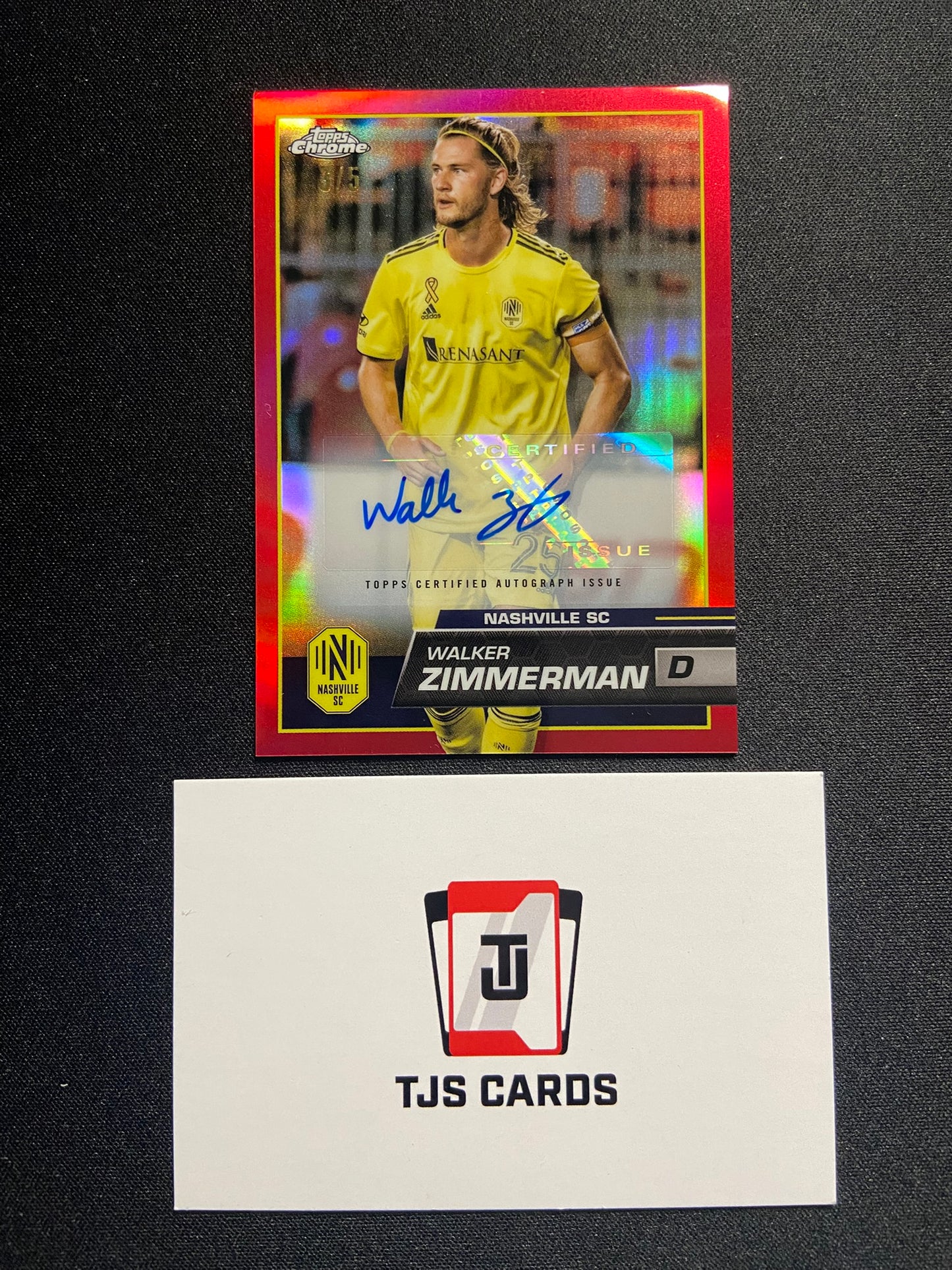 Walker Zimmerman - Red Auto /5 - TOPPS Chrome MLS 2023