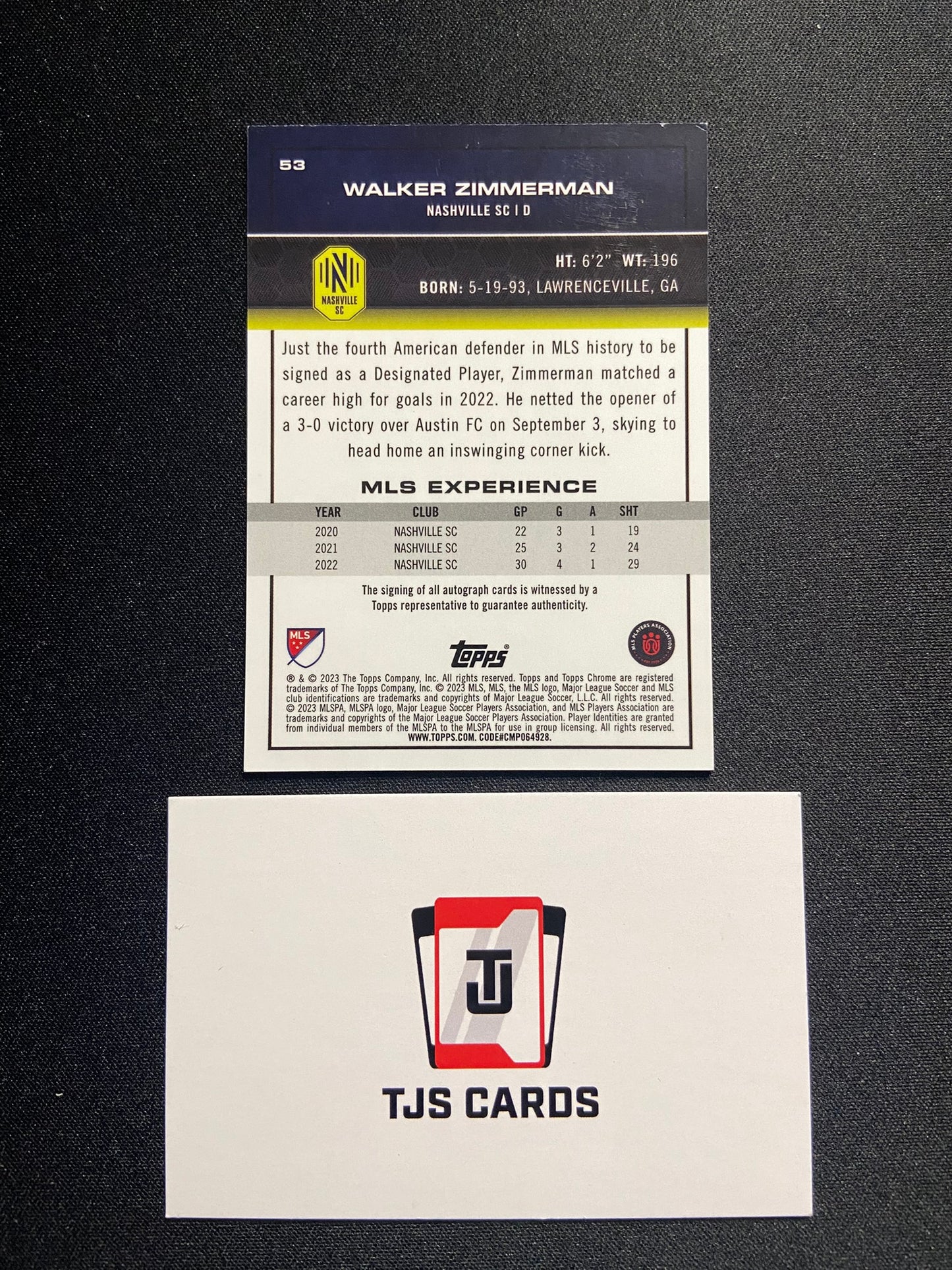 Walker Zimmerman - Red Auto /5 - TOPPS Chrome MLS 2023