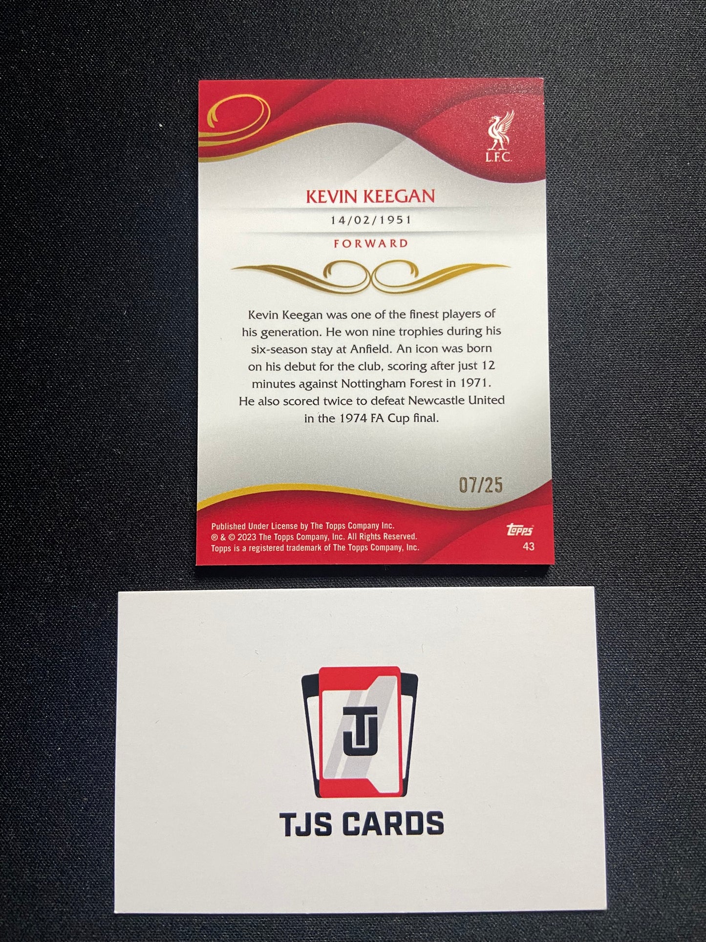 Kevin Keegan - Orange Shirt Number 07/25 - TOPPS Liverpool Lineage 2022/23
