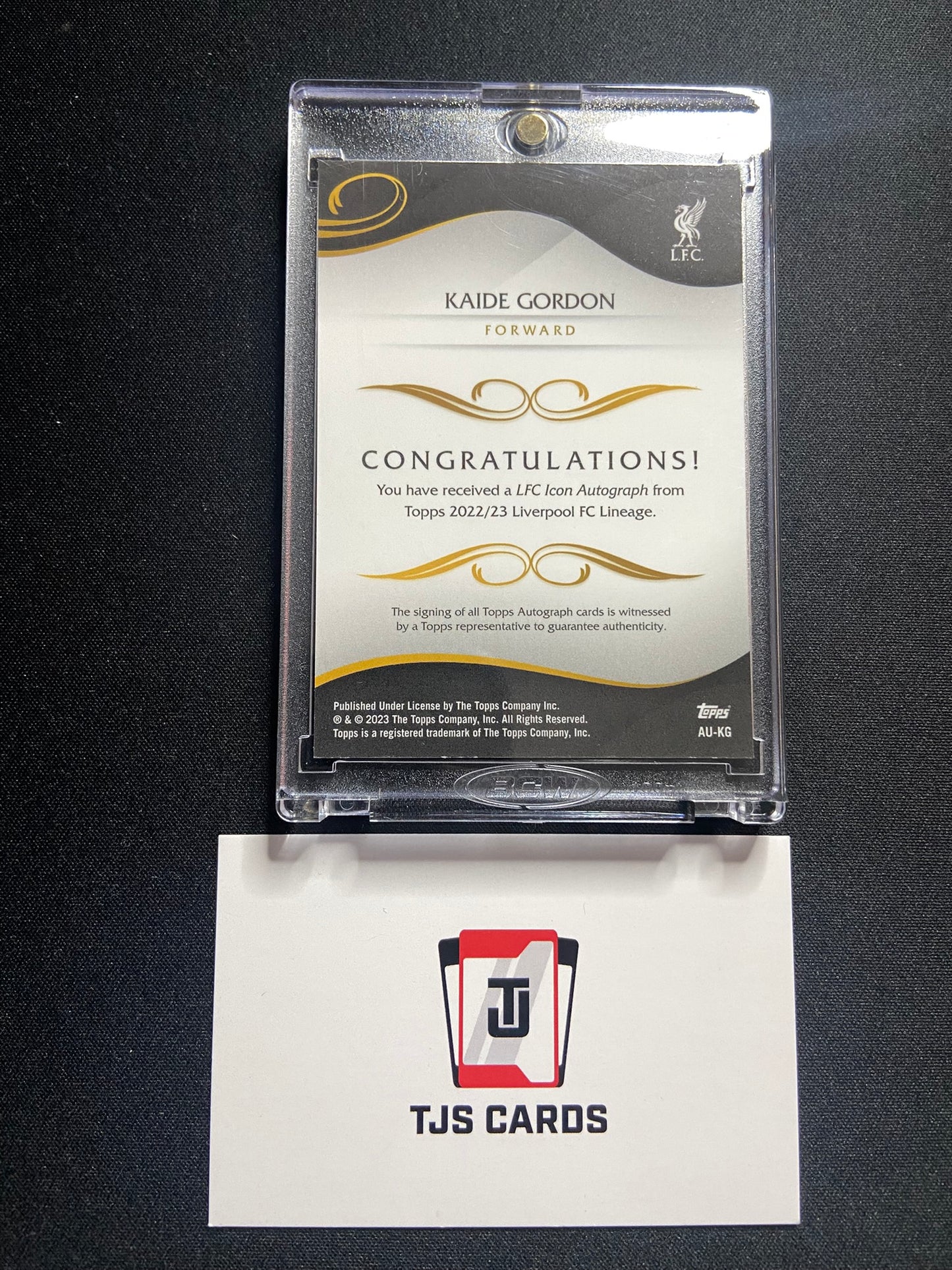 Kaide Gordon - Auto - TOPPS Liverpool Lineage 2022/23