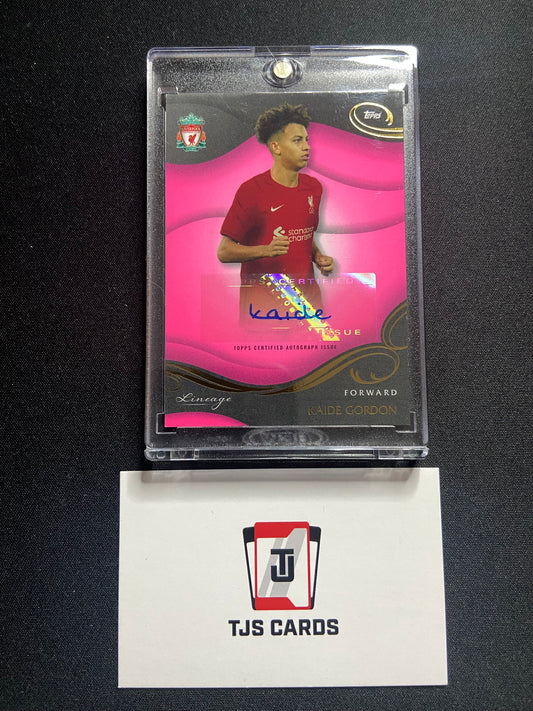 Kaide Gordon - Pink Auto /80 - TOPPS Liverpool Lineage 2022/23