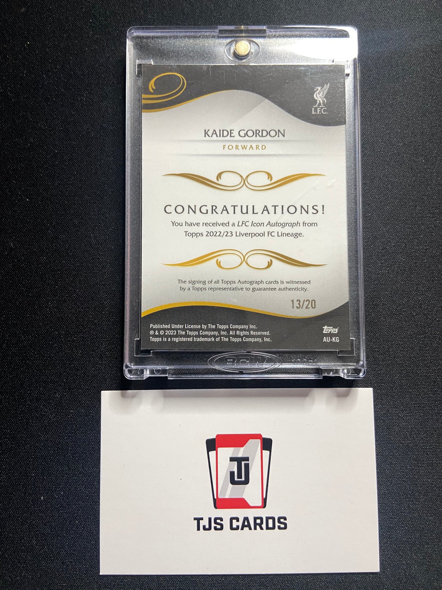Kaide Gordon - Platinum Auto /20 - TOPPS Liverpool Lineage 2022/23