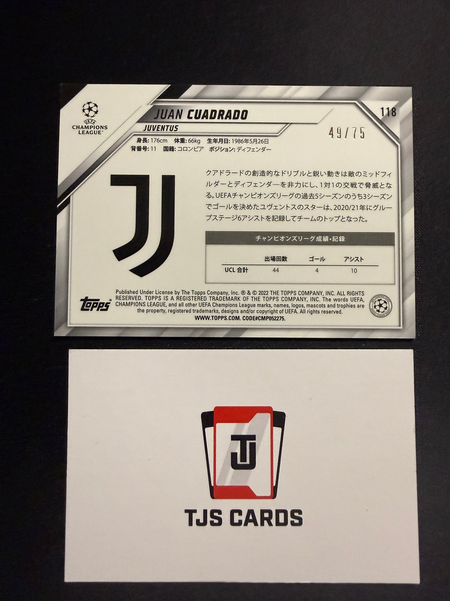 Juan Cuadrado - Blue Mojo /75 - TOPPS Japan UCL 2021/22