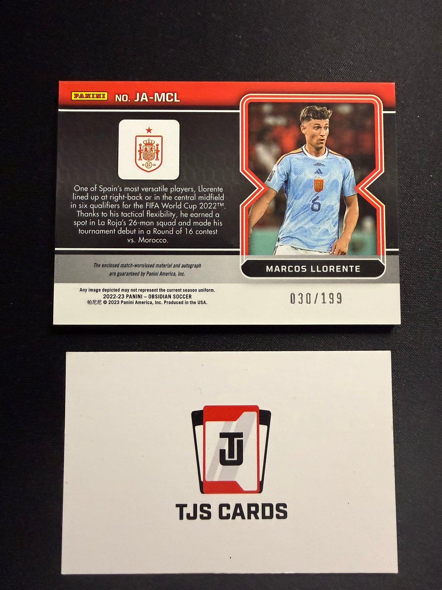 Marcos Llorente - Patch Auto /199 - Panini Obisian 2022/23