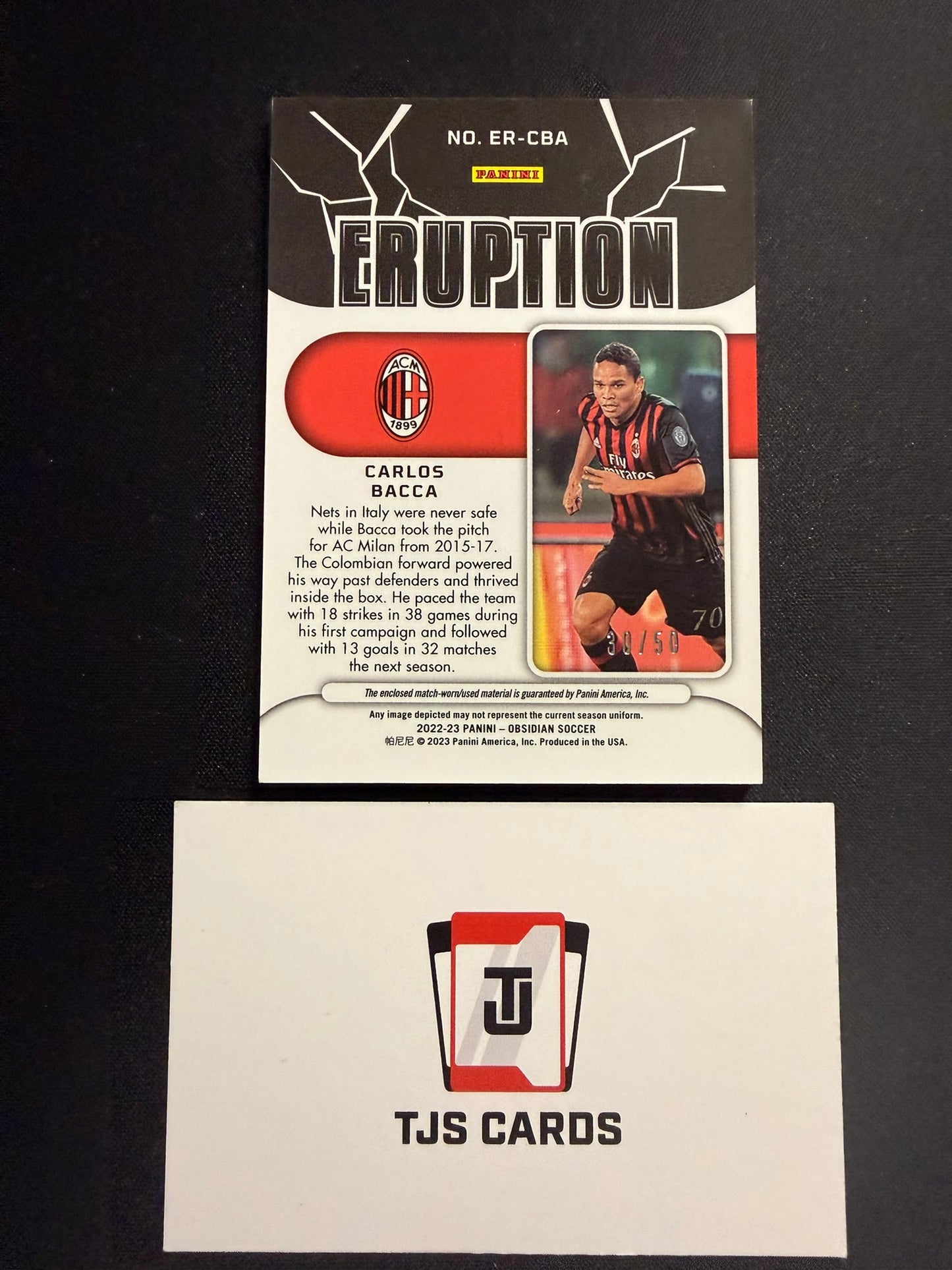 Carlos Bacca - Match-Worn Patch /50 - Panini Obsidian 2022/23