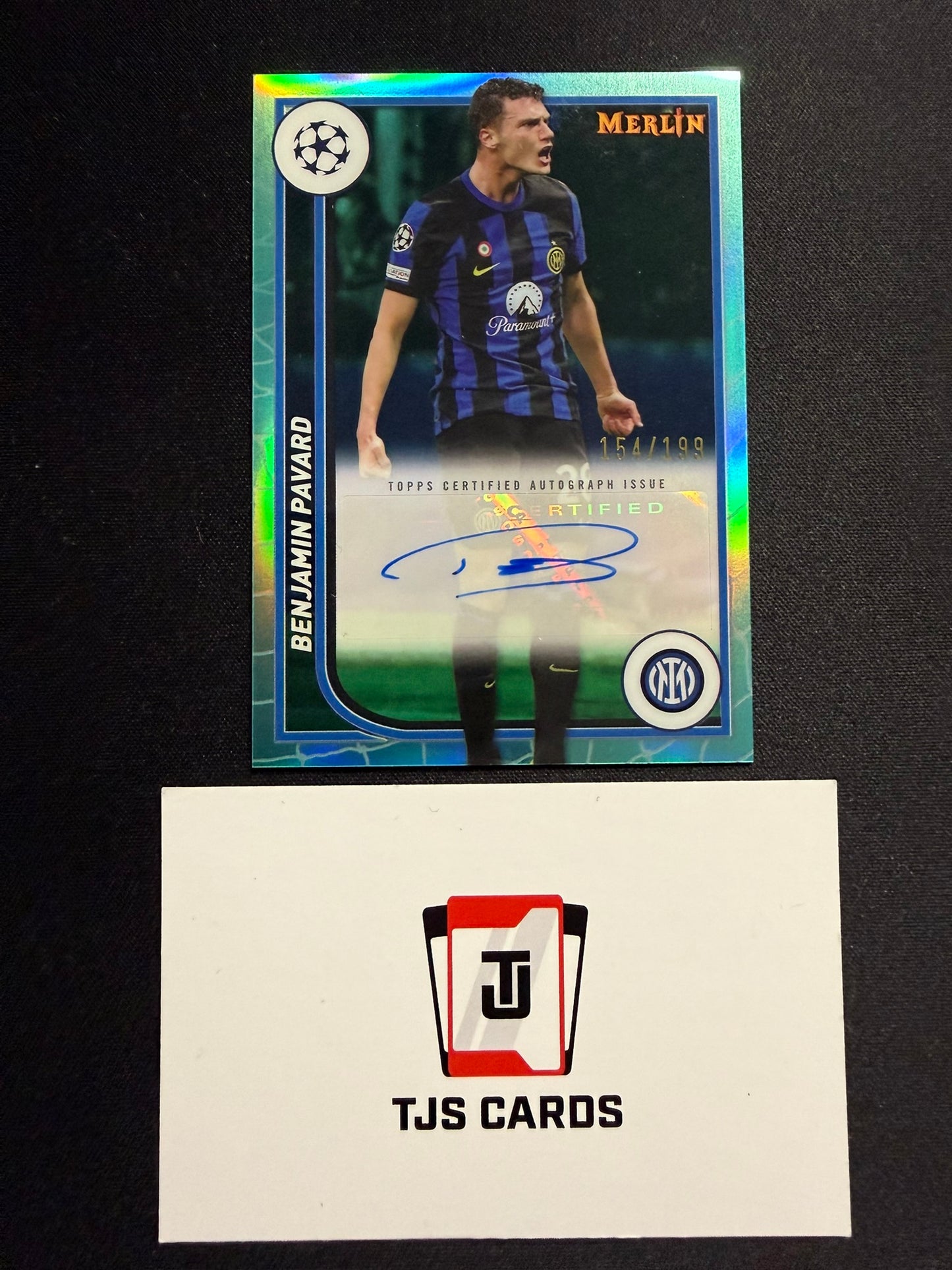 Benjamin Pavard - Aqua Auto /199 - TOPPS Merlin Chrome UCC 2023/24