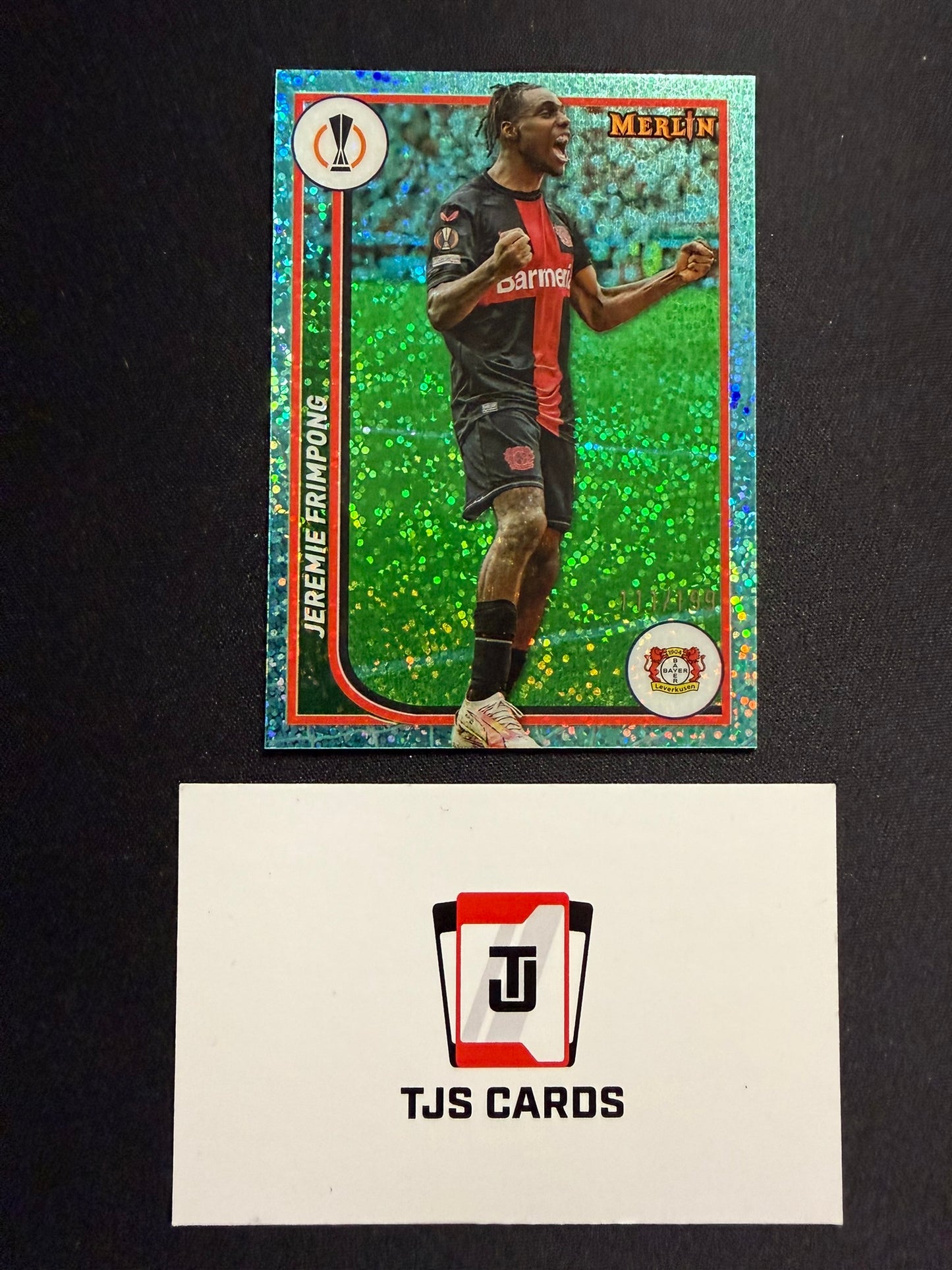Jeremie Frimpong - Aqua Speckle /199 - TOPPS Merlin Chrome UCC 2023/24