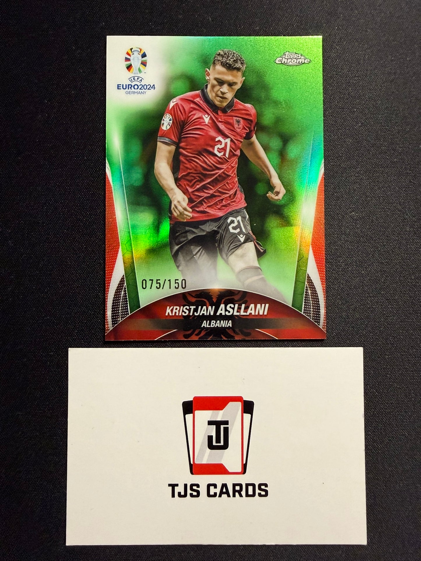 Kristjan Asllani - Green /150 - TOPPS Chrome UEFA EURO 2024