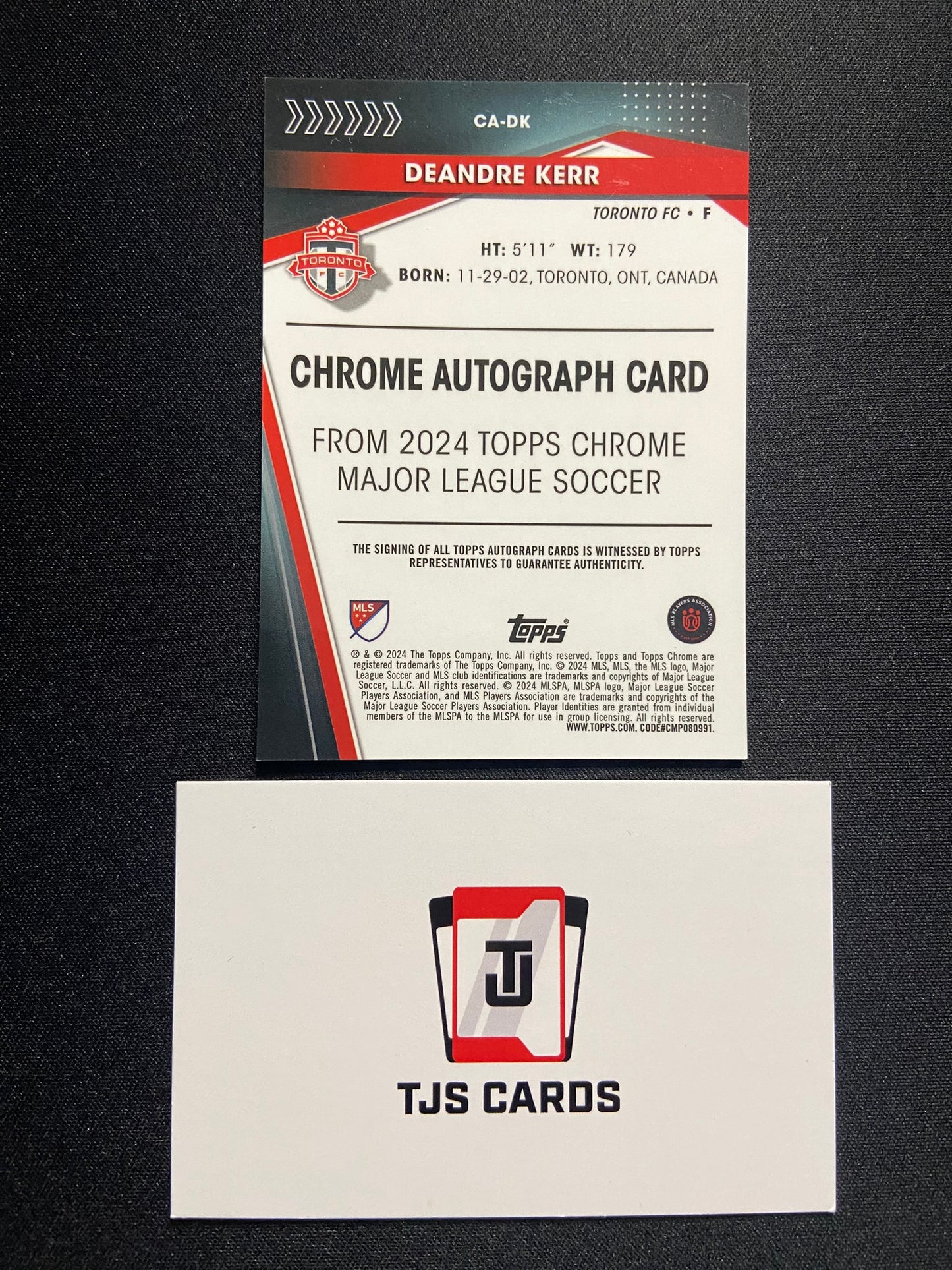 Deandre Kerr - Rookie Orange Auto /25 - TOPPS MLS Chrome 2024