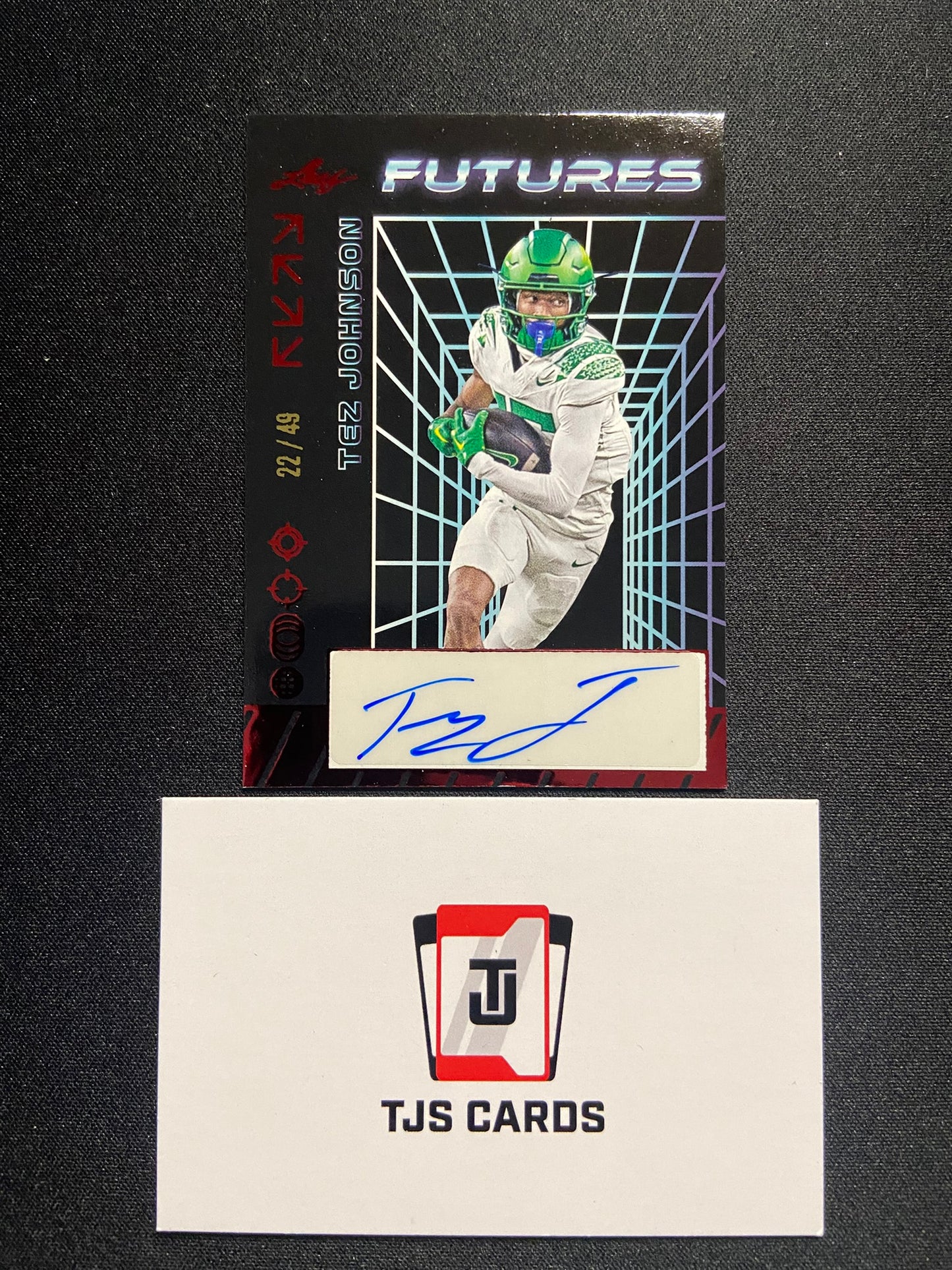 Tez Johnson - Red Auto /49 - Leaf Futures 2024