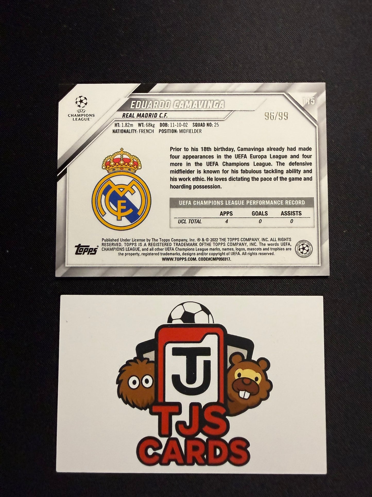 Eduardo Camavinga - Yellow /99 - TOPPS Sapphire UCL 2021/22