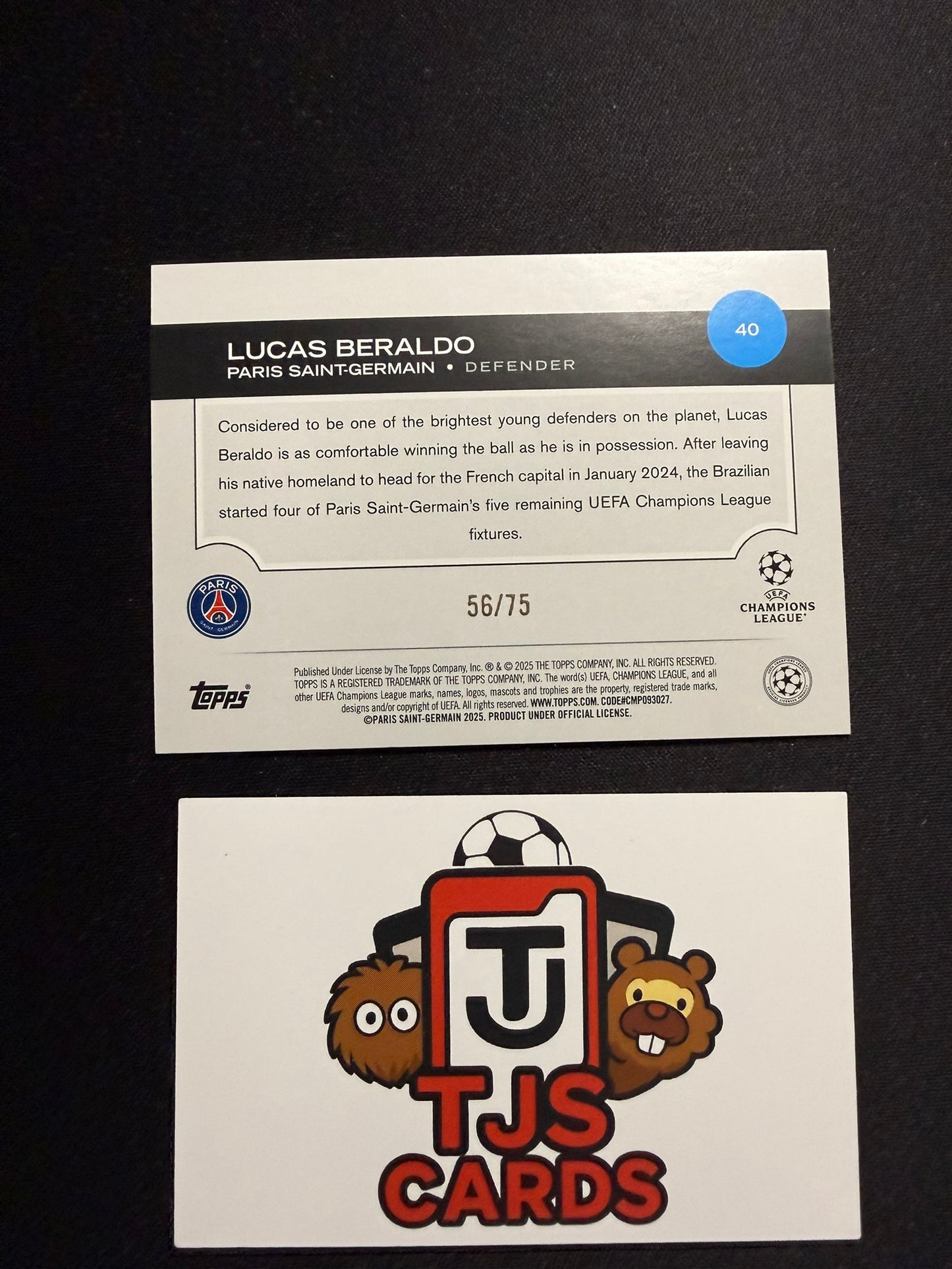 Lucas Beraldo - Blue Icy /75 - TOPPS UCC 2024/25