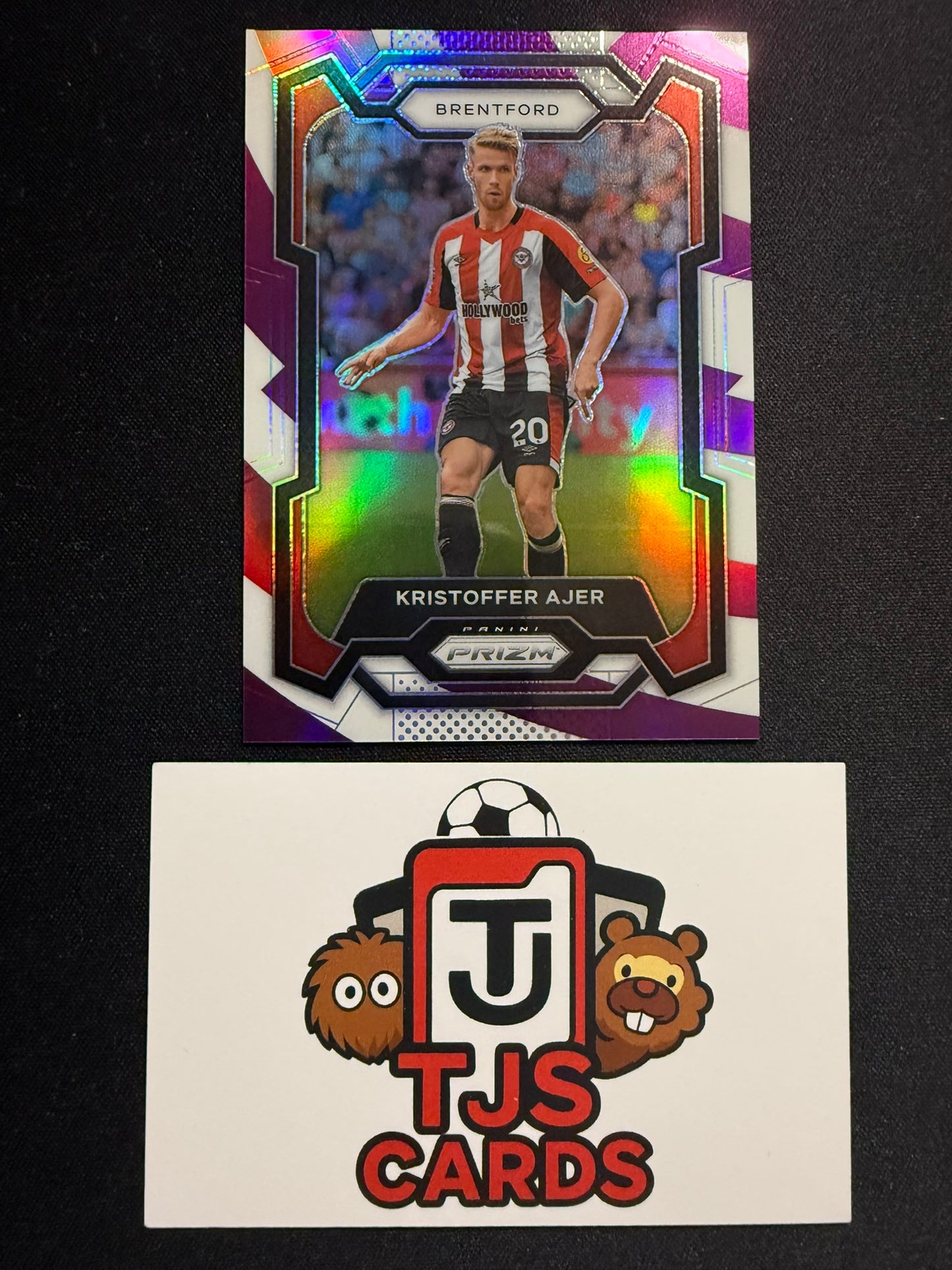 Kristoffer Ajer - Purple & White /92 - Panini Prizm Premier League 2023/24