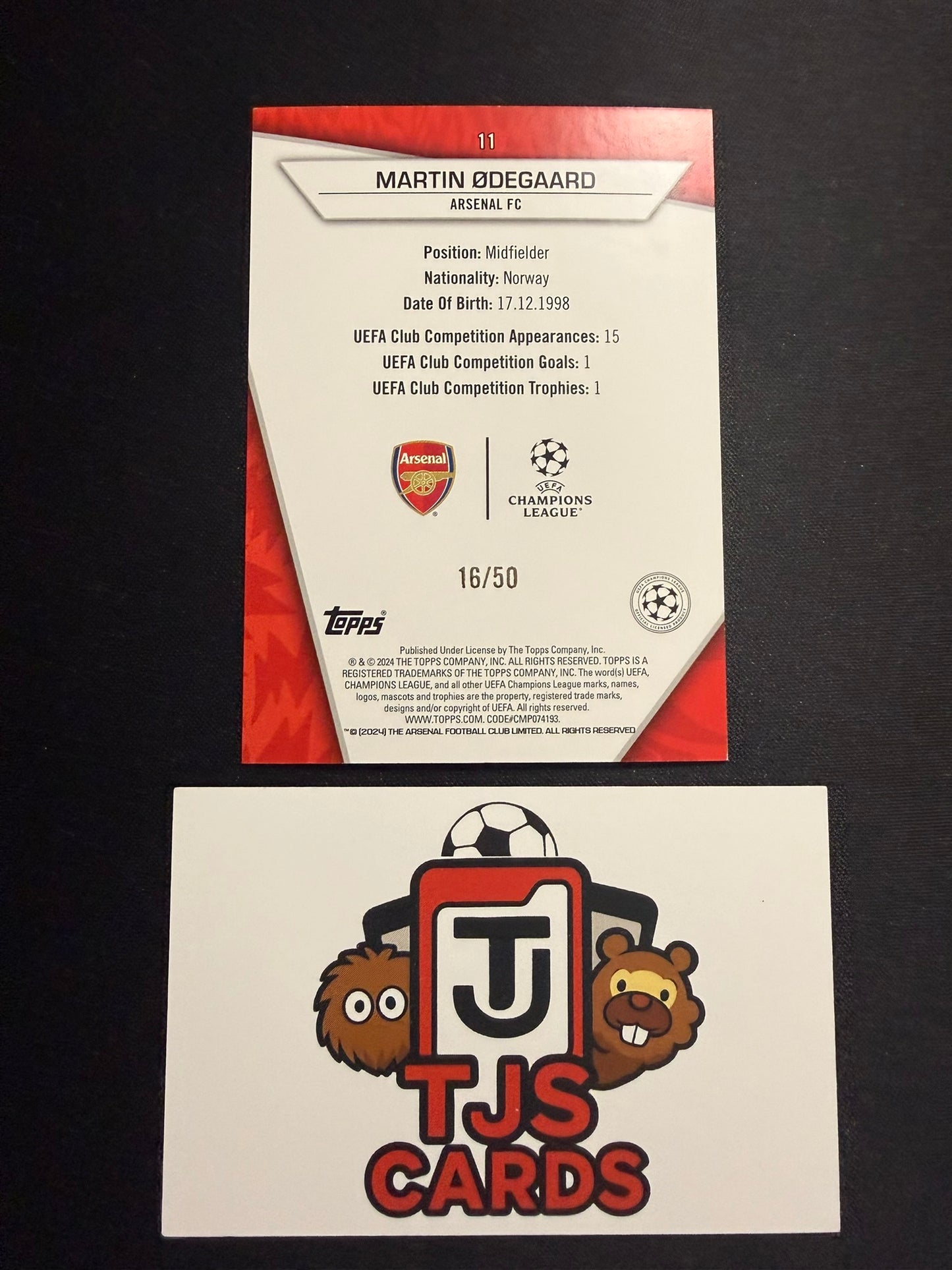 Martin Odegaard - Golden /50 - TOPPS Superstars UCC 2023/24