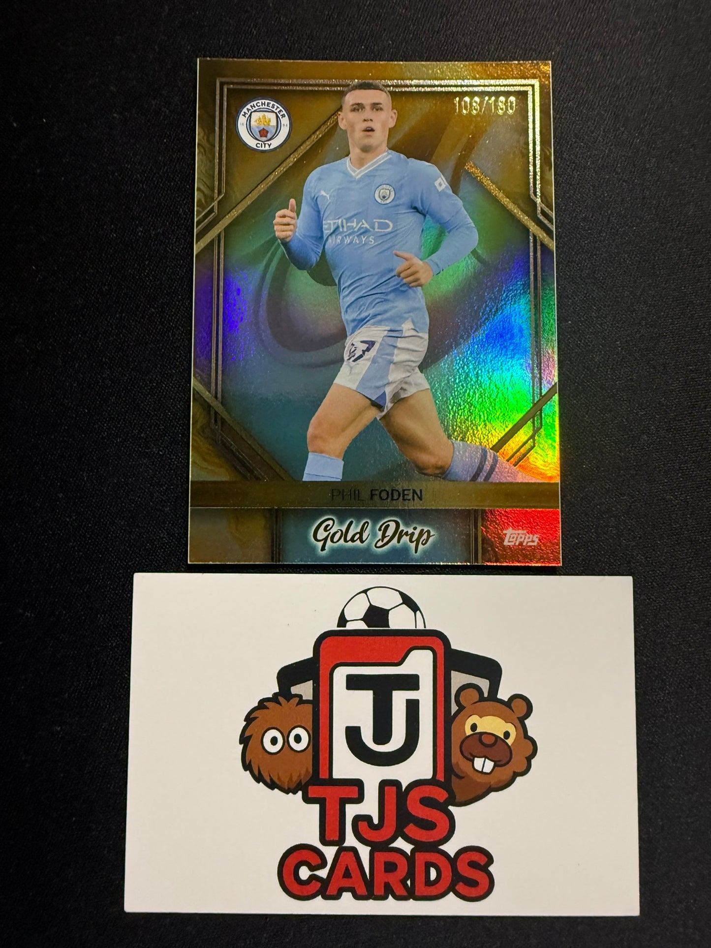 Phil Foden - Aqua Gold Drip /180 - TOPPS Manchester City Team Set 2023/24