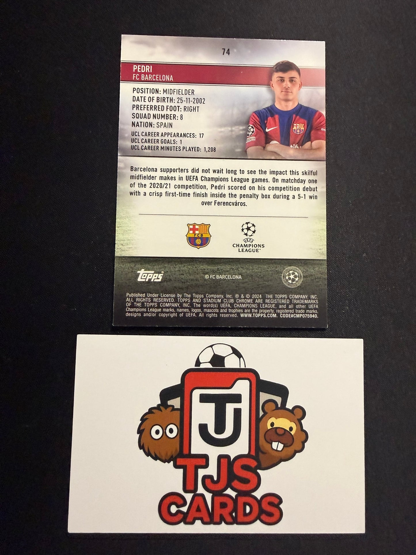 Pedri - Blue /175 - TOPPS Stadium Club Chrome UCL 2023/24