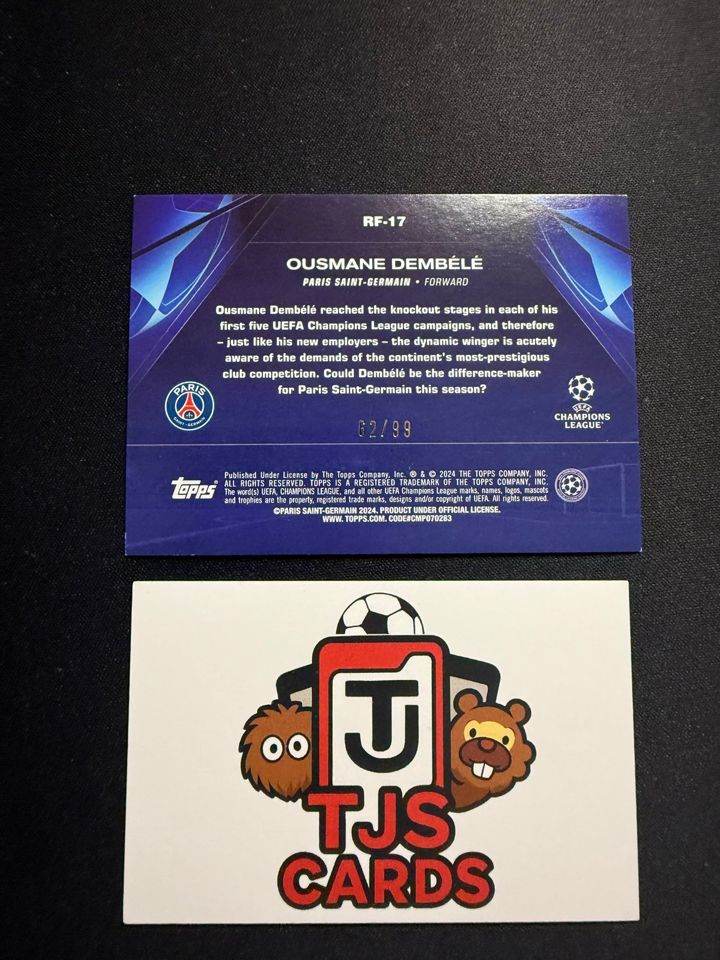 Ousmane Dembele - Blue Icy Road To London /99 - TOPPS UCC 2023/24