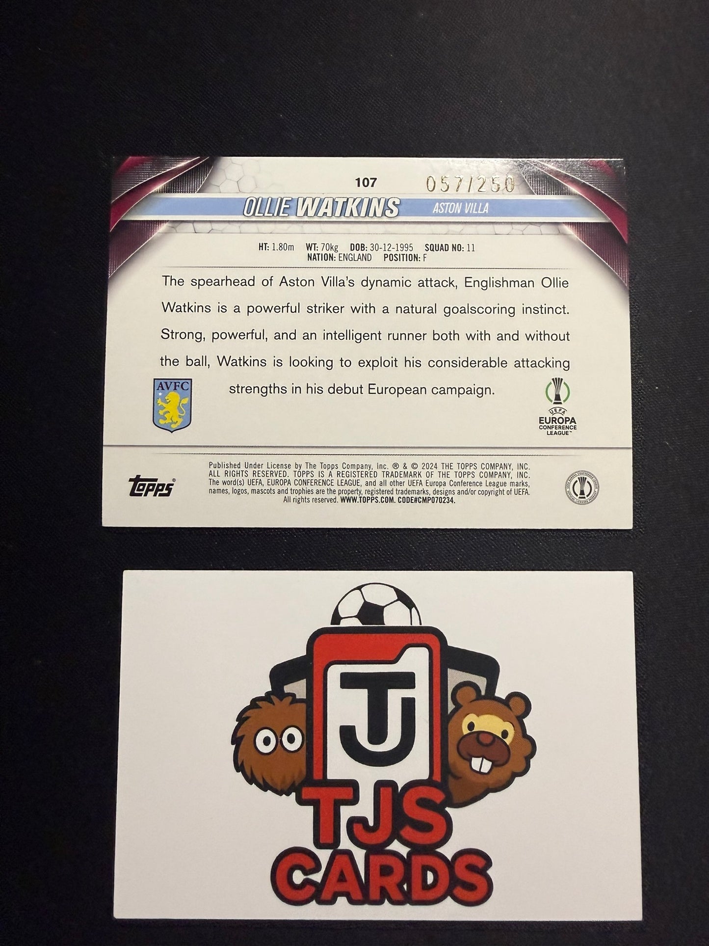 Ollie Watkins - Navy Blue /250 - TOPPS UCC 2023/24
