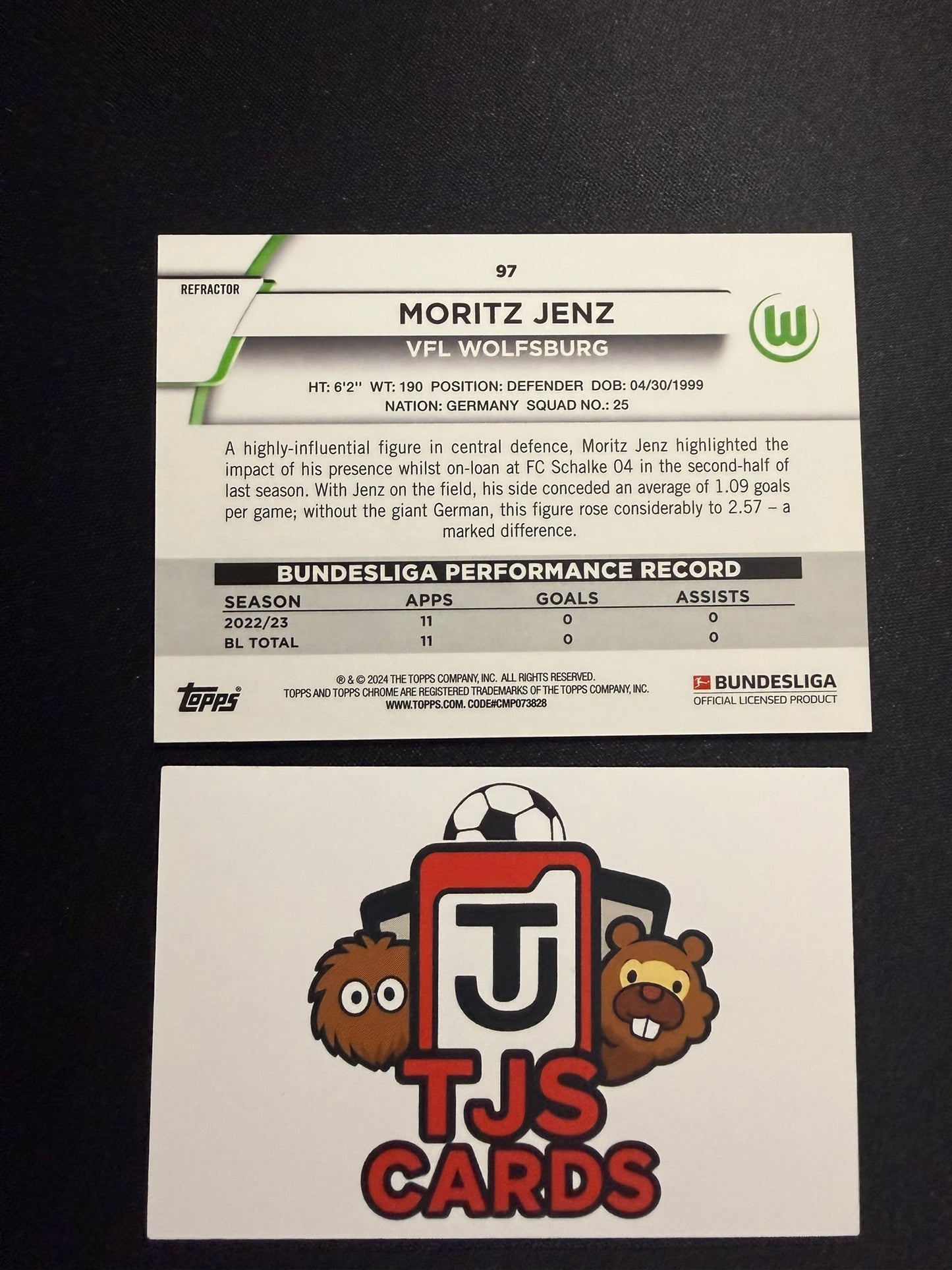 Moritz Jenz - Rookie Gold /50 - TOPPS Bundesliga Chrome 2023/24
