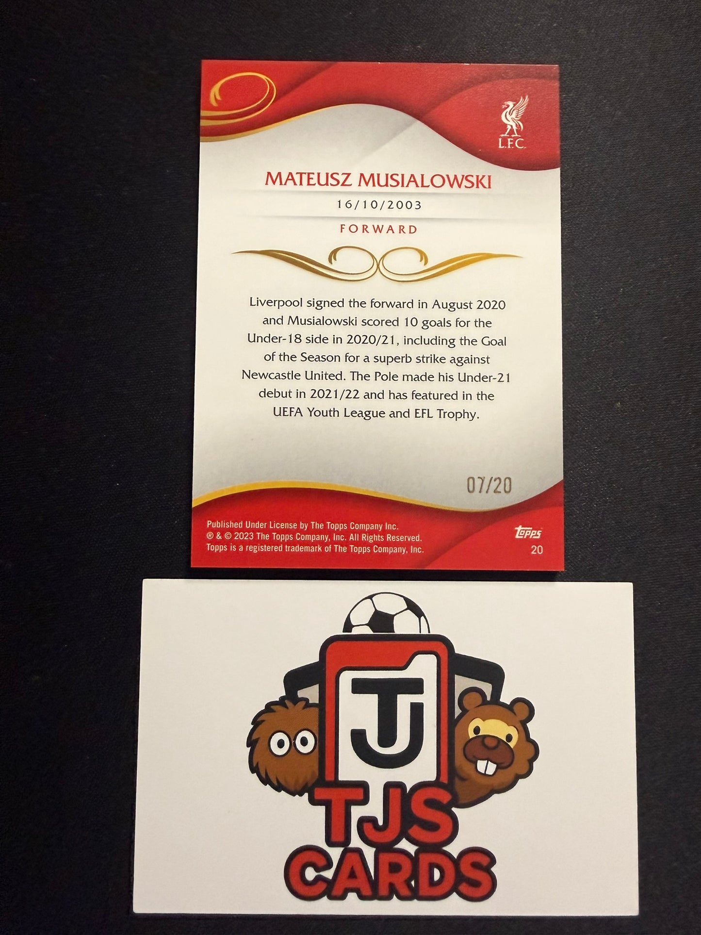 Mateusz Musialowski - 1st Bowman Platinum /20 - TOPPS Liverpool Lineage 2022/23