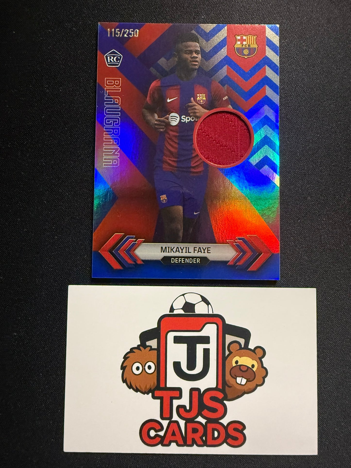 Mikayil Faye - Blue Rookie Player-Worn Patch /250 - TOPPS Barcelona Team Set 2023/24
