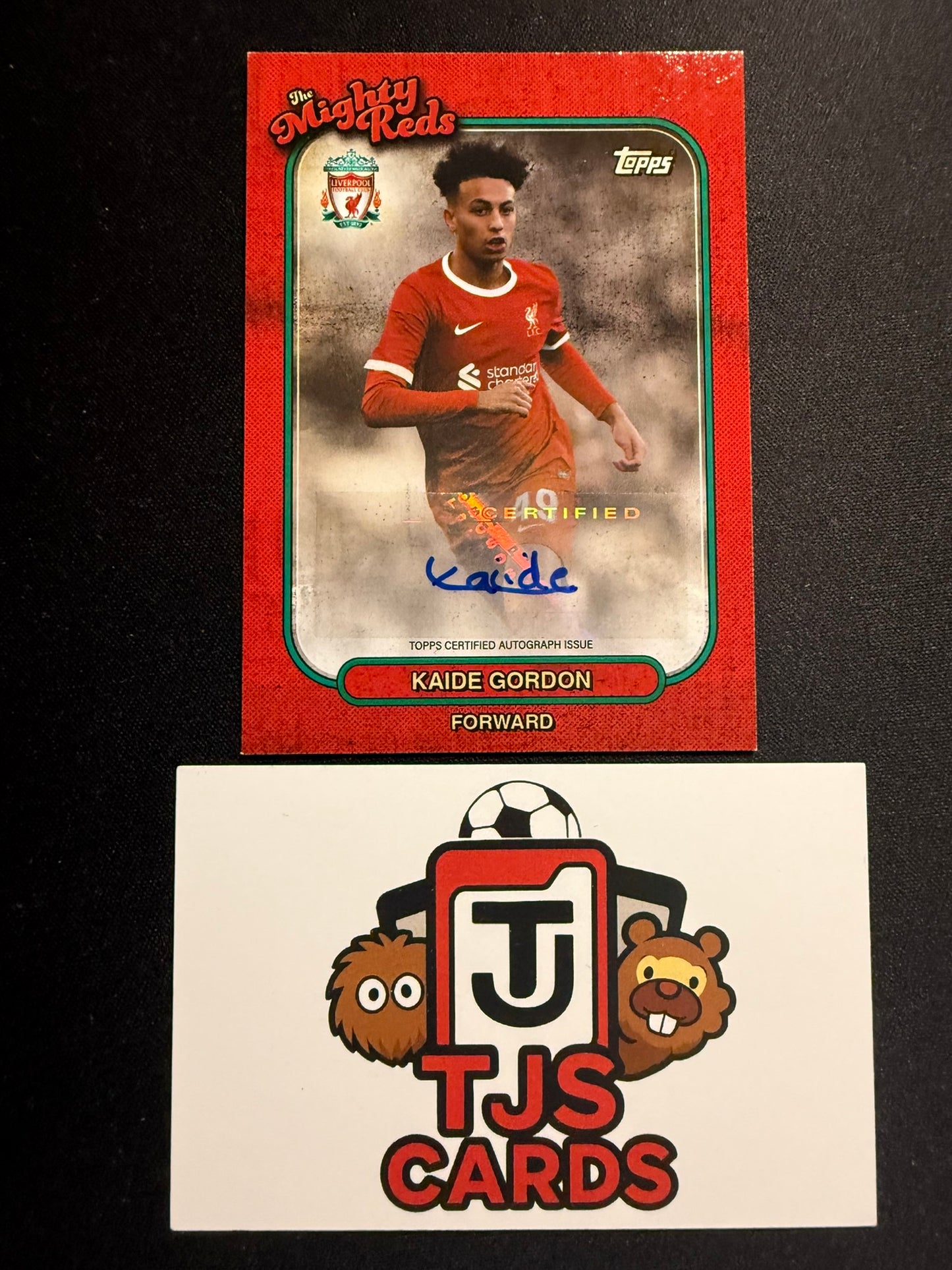 Kaide Gordon - The Mighty Reds Auto - TOPPS Liverpool Team Set 2023/24