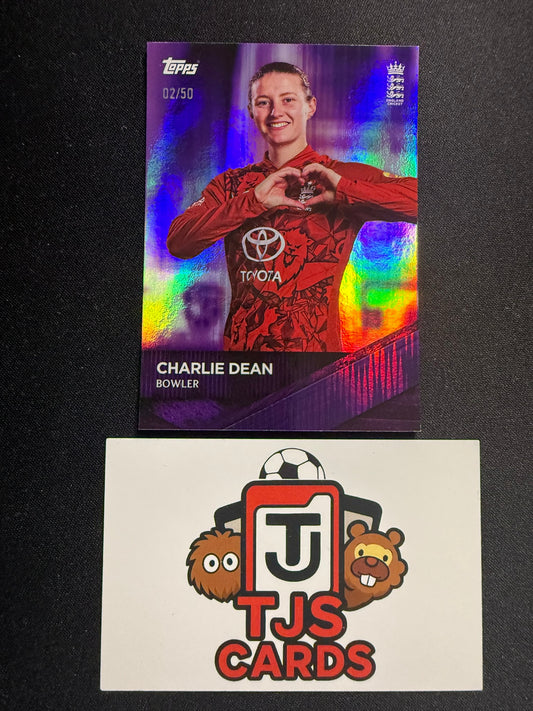 Charlie Dean - Purple /50 - TOPPS England Cricket Team Set 2025