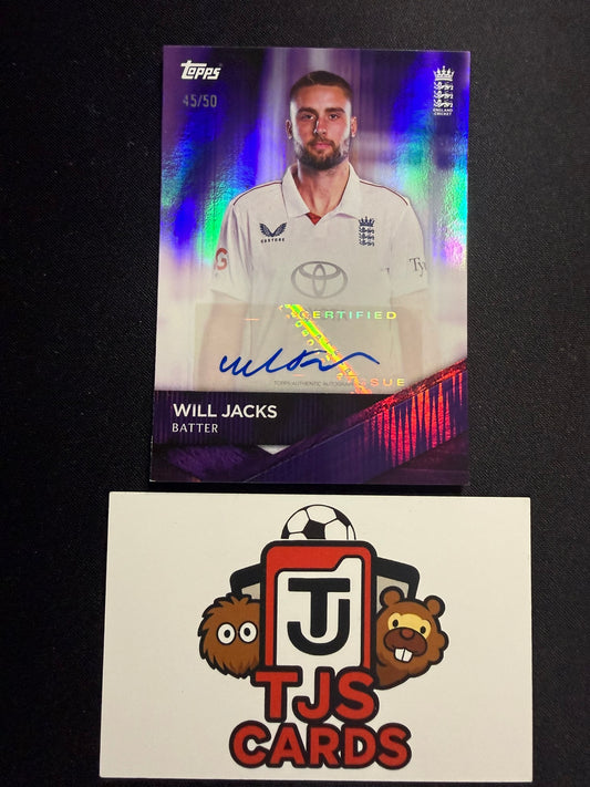 Will Jacks - Purple Auto /50 - TOPPS England Cricket Team Set 2025