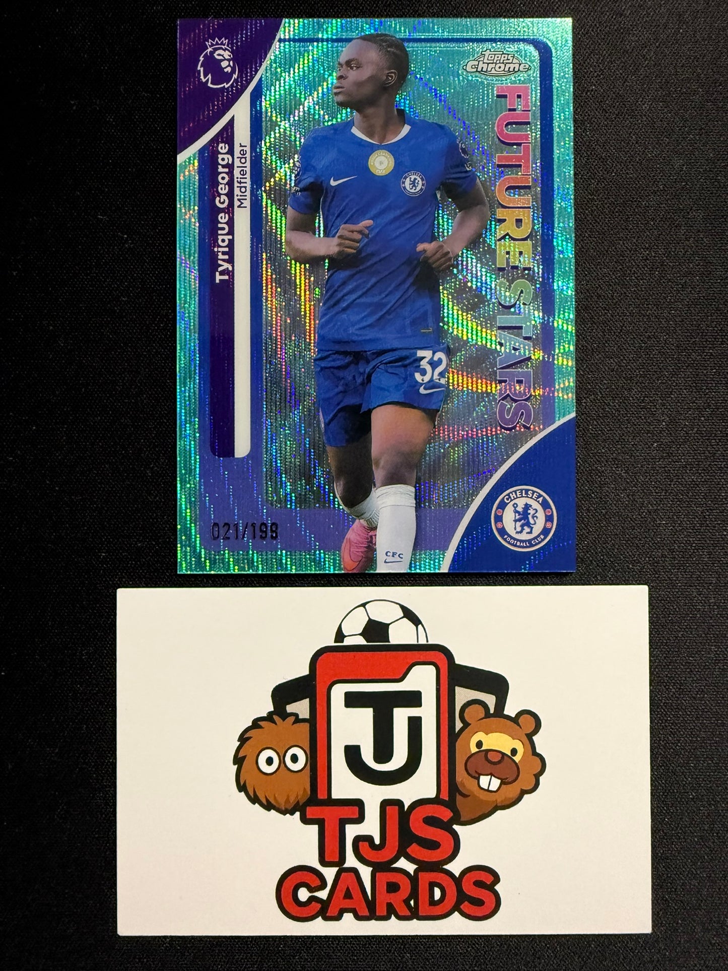 Tyrique George - Aqua Wave /199 - TOPPS Chrome Premier League 2026
