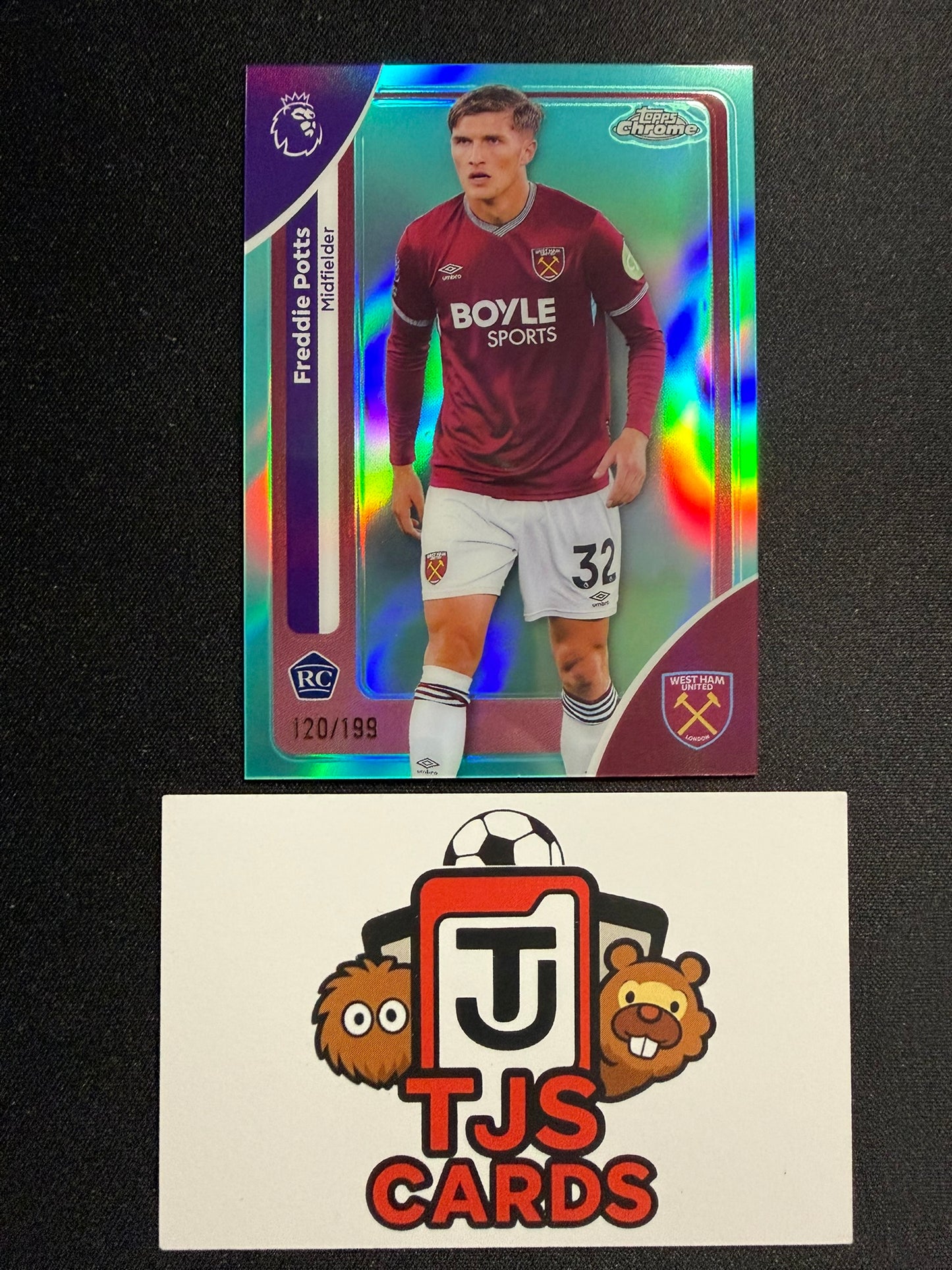 Freddie Potts - Rookie Aqua /199 - TOPPS Chrome Premier League 2026